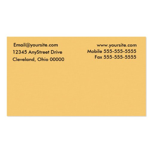 Dress Up Business Card (Yellow) (back side)