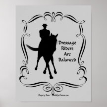 Dressage Balanced Horse Rider Silhouette Poster