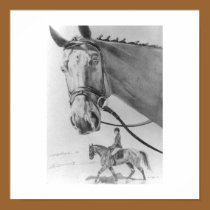 Dressage horse and rider, graphite posters