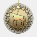 Dressage Horse Rider and Horseshoes Christmas Ornaments