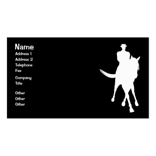Dressage Horse Silhouette Black Business Card (front side)
