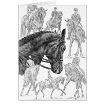 Dressage Horses Montage Drawing by Kelli Swan Cards