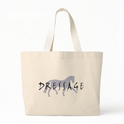 Dressage Trot w/ Text (blue) Tote Bags by dogsandhorses
