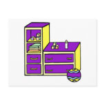 dresser yellow purple postcard