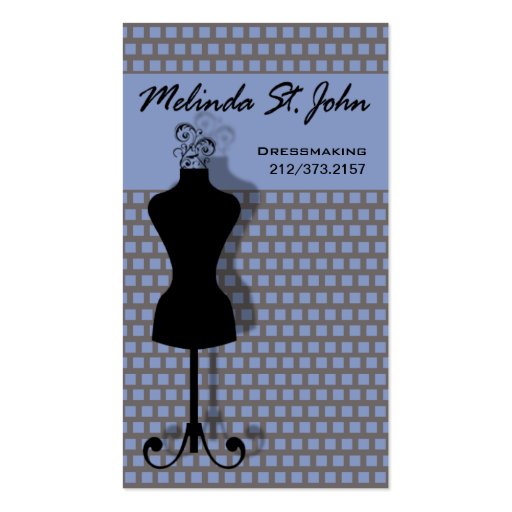 Dressmaker Mannequin Sewing Fashion Designer Business Card (front side)