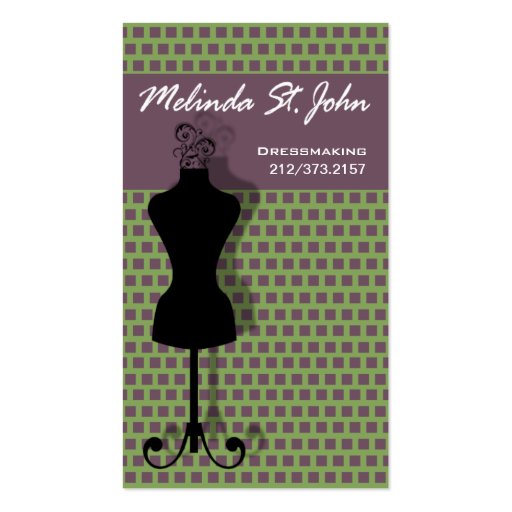 Dressmaker Mannequin Sewing Fashion Designer Business Cards (front side)