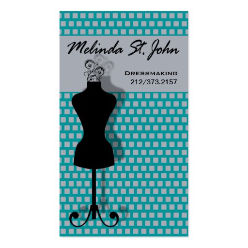 Dressmaker Mannequin Sewing Fashion Designer Business Card Template (front side)