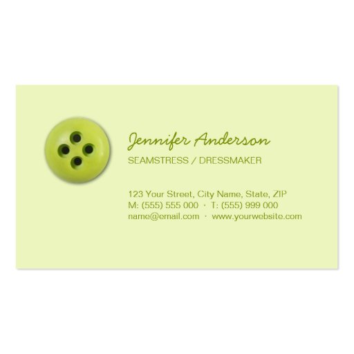 Dressmaker / Tailor / Seamstress business card (front side)