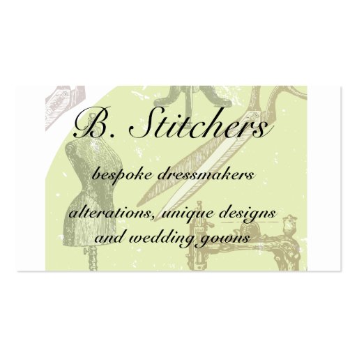 Dressmakers or seamstress business card (front side)