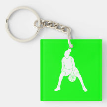 Dribble Acrylic Keychain w/Name Green
