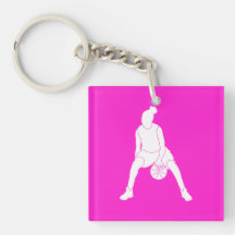 Dribble Acrylic Keychain w/Name Pink