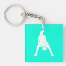 Dribble Acrylic Keychain w/Name Turquoise