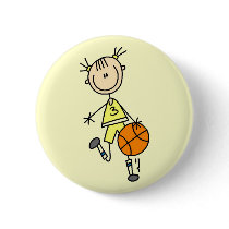 Dribbling Girl Basketball Tshirts and Gifts buttons by stick_figures Dribbling Girl Basketball Tshirts and Gifts buttons