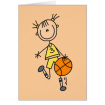 Dribbling Girl Basketball Tshirts and Gifts Greeting Cards