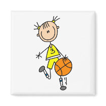 Dribbling Girl Basketball Tshirts and Gifts magnets by stick_figures Dribbling Girl Basketball Tshirts and Gifts magnets
