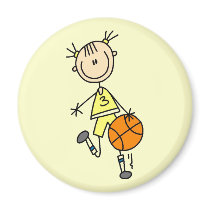 Dribbling Girl Basketball Tshirts and Gifts magnets by stick_figures Dribbling Girl Basketball Tshirts and Gifts magnets