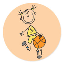 Dribbling Girl Basketball Tshirts and Gifts stickers by stick_figures Dribbling Girl Basketball Tshirts and Gifts stickers
