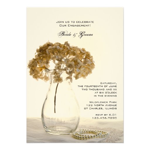 Dried Hydrangeas Engagement Party Custom Invite