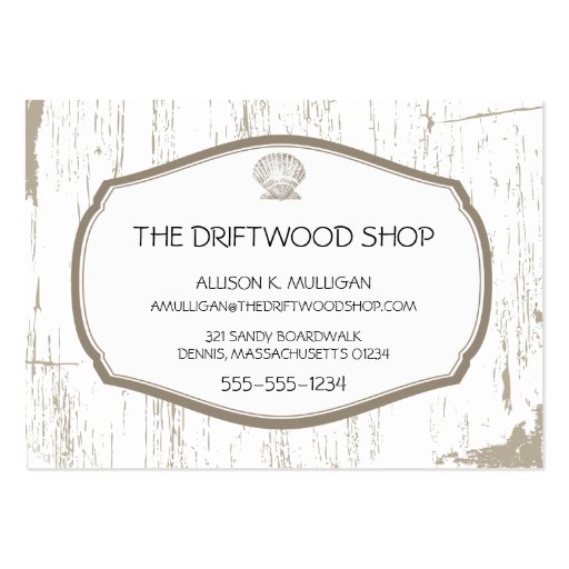 DRIFTWOOD AND SCALLOPED SHELL BUSINESS CARD (front side)