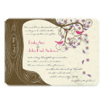 Driftwood Tree Cabaret Pink Birds & Blooms Wedding Custom Invitations
