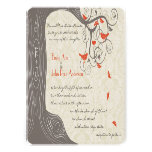 Driftwood Tree Tangerine Birds Wedding Invitations