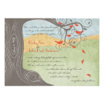 Driftwood Tree Tangerine Birds Wedding Invitations
