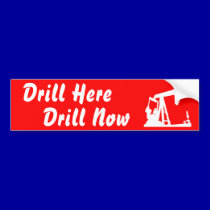 Drill Here Drill Now Bumper Sticke... - Red bumper stickers
