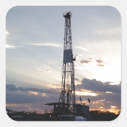 Drilling Rig Sunset Square Sticker Zazzle