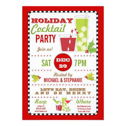 Drink & Be Merry Holiday Cocktail Party Invitation