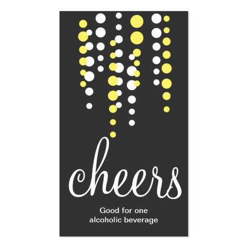 Drink bubbles cheers cocktail beverage ticket gray business card template (front side)