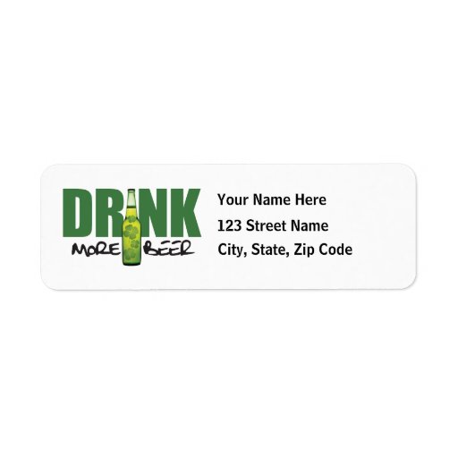 Drink More Irish Green Beer Custom Return Address Labels