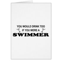 Drink Too - Swimmer Greeting Cards