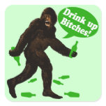 Drink Up Bitches Irish Bigfoot Square Sticker