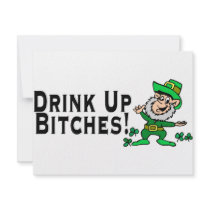 Drink Up Bitches Leprechaun Personalized Announcement