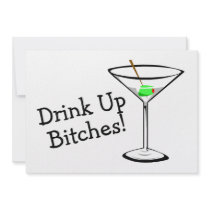 Drink Up Bitches Martini Personalized Invitations