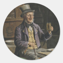 Drinking Beer Painting Round Stickers