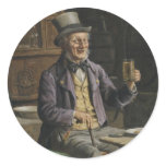 Drinking Beer Painting Round Stickers