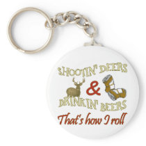 Drinking Beer Shooting Deer Keychain