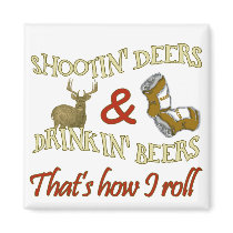 Drinking Beer Shooting Deer Fridge Magnet