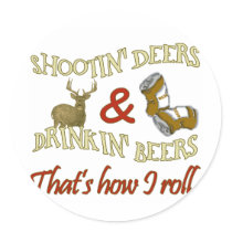 Drinking Beer Shooting Deer Stickers