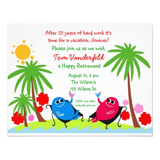 Drinking on the Beach Retirement Party Invitation