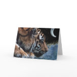 Drinking Tiger & Moon Fantasy Art Card