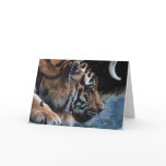 Drinking Tiger & Moon Wildlife Fantasy Art Card