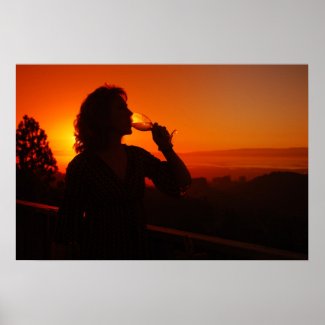 Drinking Wine at Sunset Posters