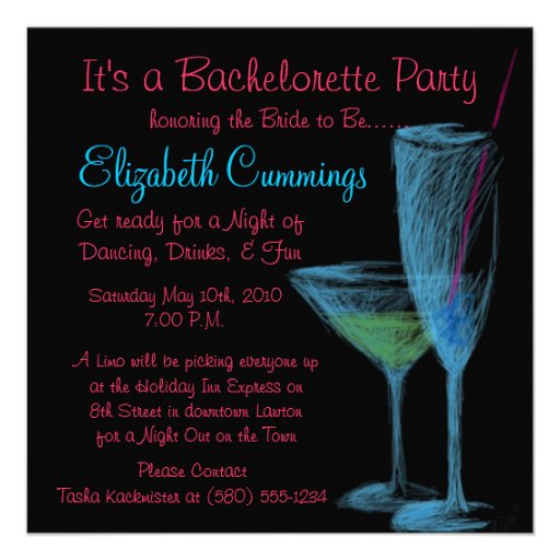 drinks bachelorette party invite fun simple classy