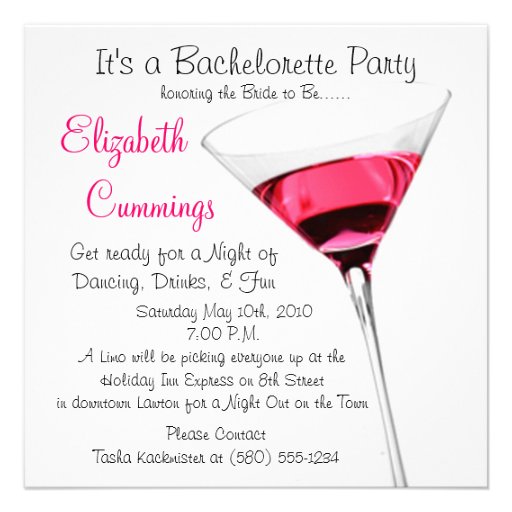 drinks bachelorette party invite fun simple classy