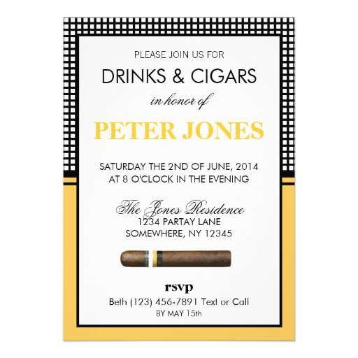 Drinks & Cigars Birthday Celebration Invitation