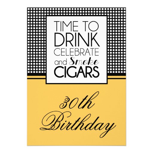 Drinks & Cigars Birthday Celebration Invitation (front side)