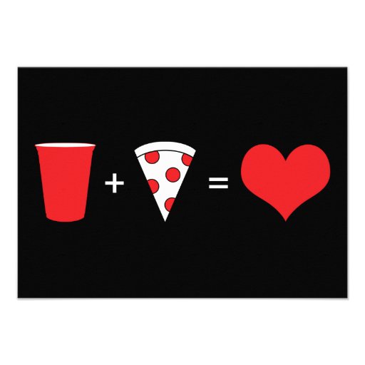 drinks + pizza = love personalized invite