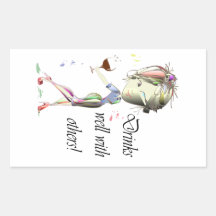 Drinks well with others, funny Wine art Rectangular Stickers
